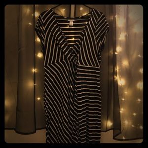 Black with white stripes maternity dress